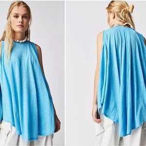 Free People We The Free Aria Sleeveless Tunic Blue Size Medium Nwot